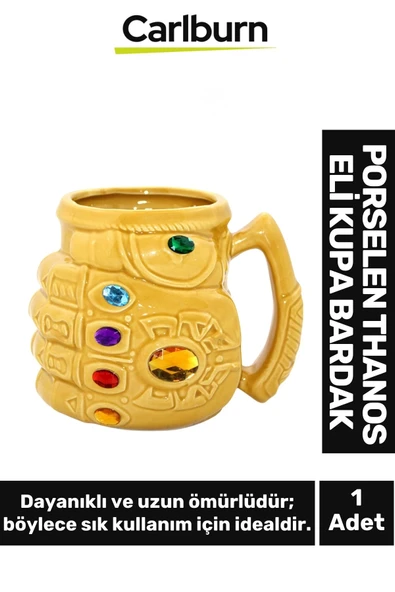 Özel Tasarım Dekoratif Şık Hediyelik Porselen Thanos Eli Kupa Bardak 1*14 Cm ürün görseli 1