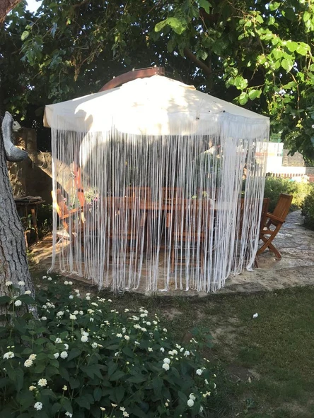 İP MODEL KREM RENK İP PERDE 300*270 cm - 2 mm şerit ürün görseli 1