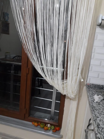 İP MODEL KREM RENK İP PERDE 300*270 cm - 2 mm şerit - Resim 5
