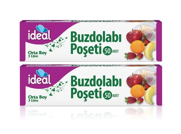 İdeal Buzdolabı Poşeti Orta Boy 50 Li 24 x 33 Cm x 2 Paket ürün görseli 1