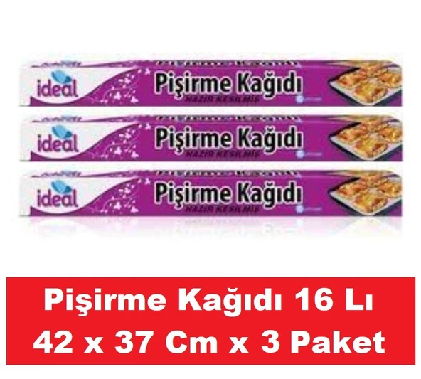 İdeal Pişirme Kağıdı Hazır Kesilmiş 16 Lı 42 x 37 Cm x 3 Paket ürün görseli 1