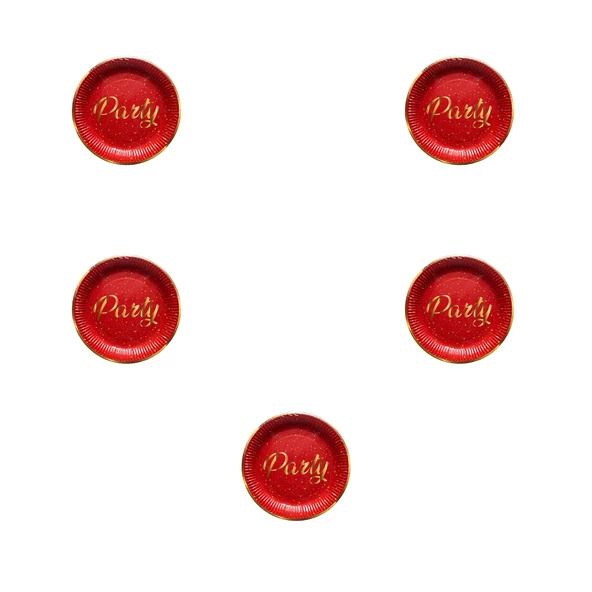 Roll-Up Parti Doğum Günü Işıltılı Kırmızı Party Yazılı Karton Tabak - 22 Cm. - 8 Adetlik 5 Paket ürün görseli 1