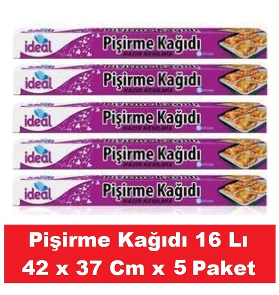 İdeal Pişirme Kağıdı Hazır Kesilmiş 16 Lı 42 x 37 Cm x 5 Paket ürün görseli 1