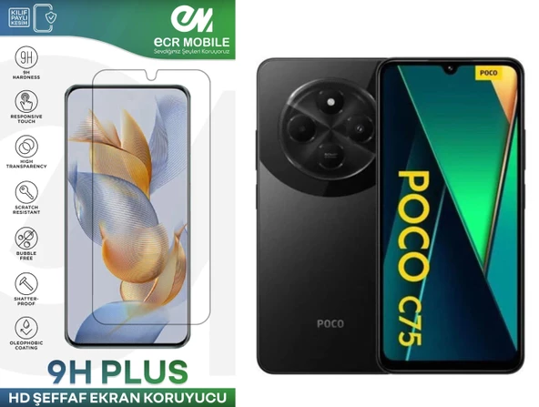 Poco C75 Ekran Koruyucu 9H Esnek Nano Cam Tam Uyumlu Şeffaf ürün görseli 1