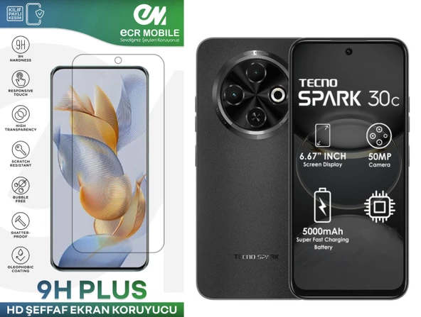 Tecno Spark 30C Ekran Koruyucu 9H Esnek Nano Cam Tam Uyumlu Şeffaf ürün görseli 1