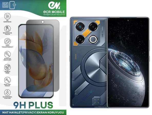 Infinix GT20 Pro Ekran Koruyucu Tam Uyumlu 9H Esnek Nano Kırılmayan MAT HAYALET(Privacy) ürün görseli 1
