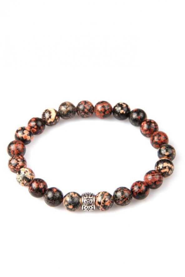 Red Snowflake Obsidyen Doğal Taş Bileklik 8 mm Küre Kesim ürün görseli 1