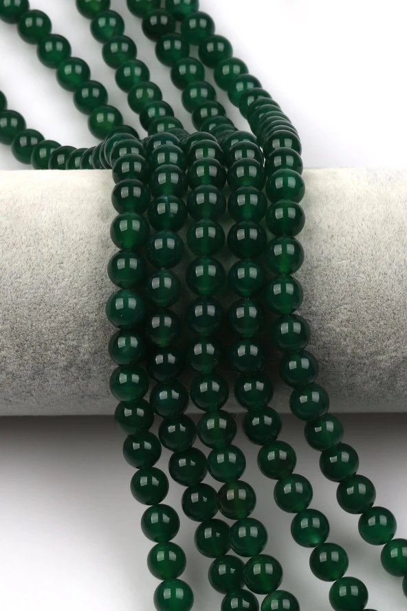 Yeşil Akik Doğal Taş Dizi 8 mm Küre Kesim ürün görseli 1