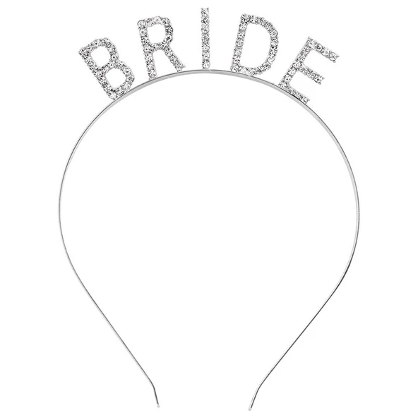 Gümüş Renk Bekarlığa Veda Kristal Taş Bride Tacı İthal 16x10 cm ürün görseli 1
