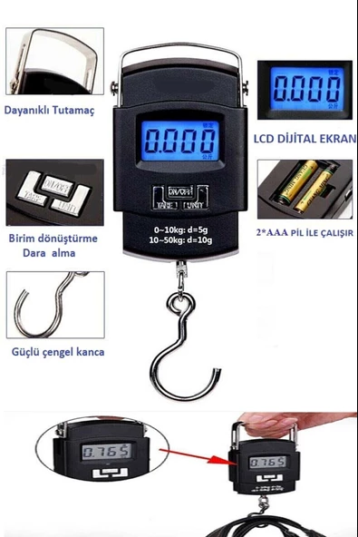 Elektronik Dijital El Kantarı 50 Kg Terazi Tartı 10 Gr Hassasiyet ürün görseli 1