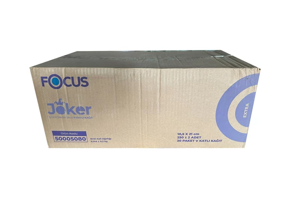 Focus Joker Masaüstü Tek Çek V Katlama Kağıt Dispenser Peçete - 2 Kat - 250 Adetlik 30 Paket / Koli ürün görseli 1
