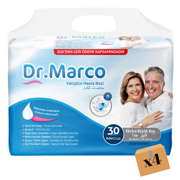 Dr. Marco Belbantlı Ekstra Büyük Boy XL 30'lu 4 Adet Hasta Bezi ürün görseli 1