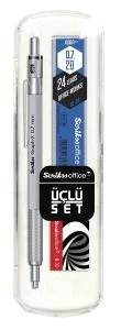 Graph-x 3'lü Set Saten Gri Versatil Kalem 0.7mm + Silgi + Min ürün görseli 1