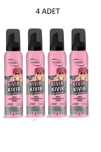 Hobby Kıvır Kıvır Saç Köpüğü, Bukle Zenginleştirici 150 ml X 4 Adet ürün görseli 1
