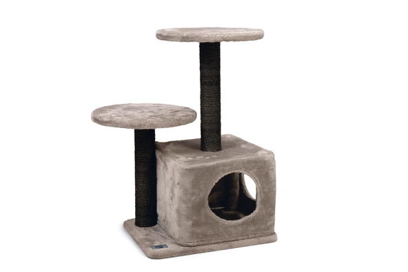 Karlıe Katlı Kedi Evi Ve Tırmala Tahtası Gri (45x35x70) ürün görseli 1