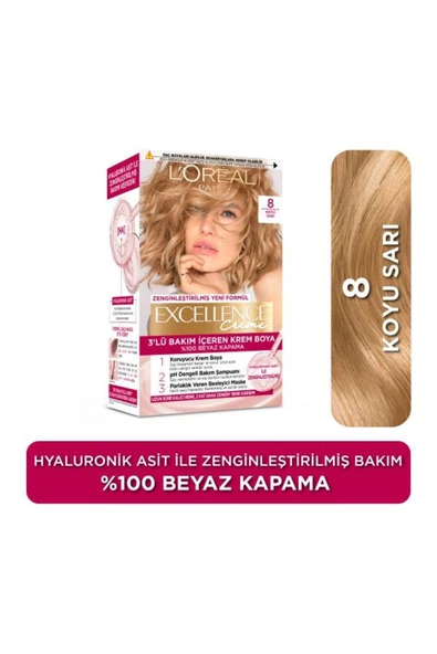 L'Oréal Paris Excellence Creme 8 Koyu Sarı Saç Boyası ürün görseli 1