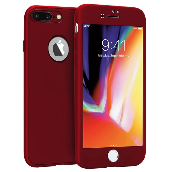 Buff iPhone 8 Plus ile Uyumlu 4D Kılıf Red ürün görseli 1