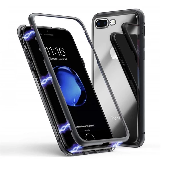Blogy iPhone 8 Plus / 7 Plus ile Uyumlu Magnetic Case Kılıf ürün görseli 1