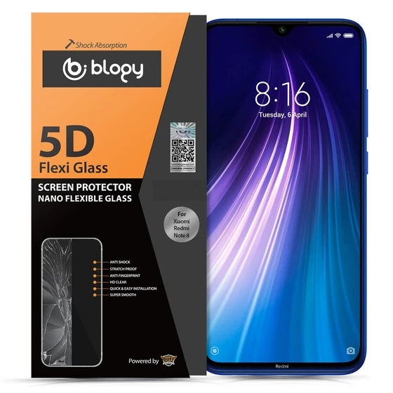 Blogy RedMi Note 8 ile Uyumlu Flexi 5D Ekran Koruyucu - Resim 2