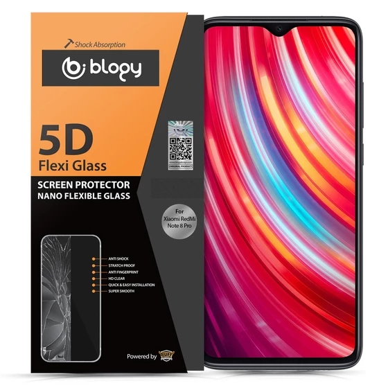 Blogy RedMi Note 8 Pro ile Uyumlu Flexi 5D Ekran Koruyucu - Resim 2