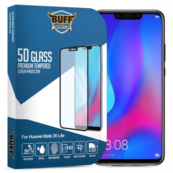 Buﬀ Mate 20 Lite ile Uyumlu 5D ile Uyumlu Glass Ekran Koruyucu ürün görseli 1