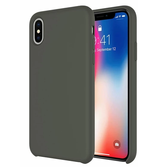 Buff iPhone Xs Max ile Uyumlu Rubber Fit Kılıf Dark Olive ürün görseli 1