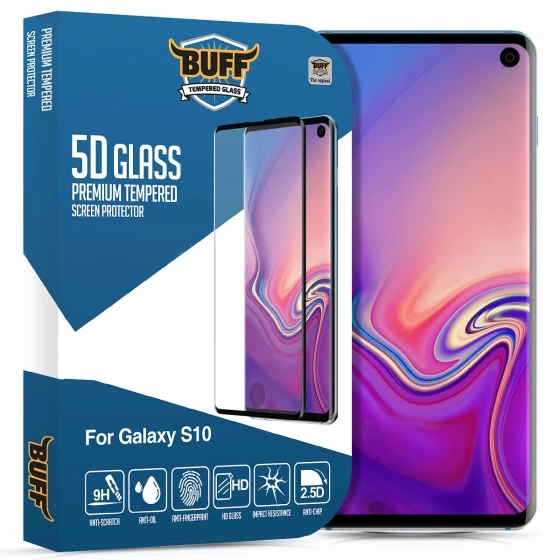 Buﬀ Galaxy S10 5D ile Uyumlu Glass Ekran Koruyucu ürün görseli 1