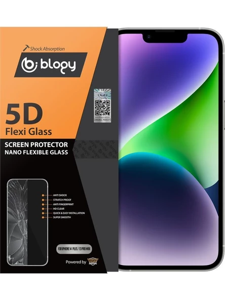 Blogy iPhone 14 Plus ile Uyumlu Flexi 5D Ekran Koruyucu ürün görseli 1