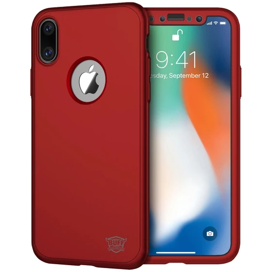 Buff iPhone X ile Uyumlu 4D Kılıf Red ürün görseli 1