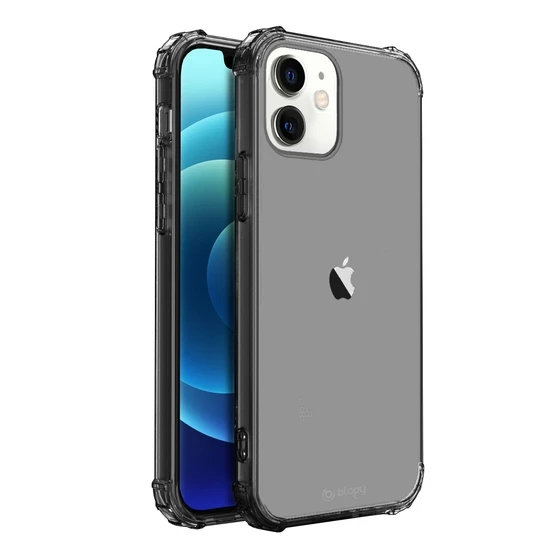 Blogy iPhone 12 Mini ile Uyumlu Crystal Fit Kılıf Smoke Black ürün görseli 1