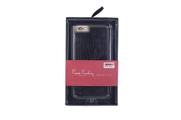 Pierre Cardin iPhone 6 Plus ile Uyumlu Deri Arka Koruma Paneli Siyah PCL-P11 ürün görseli 1