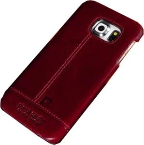 Pierre Cardin Galaxy S6 Edge ile Uyumlu Deri Arka Koruma Paneli Kırmızı PCL-P03 ürün görseli 1