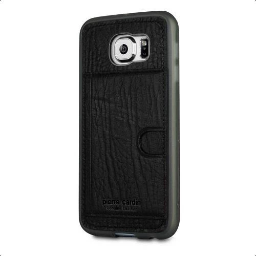 Pierre Cardin Galaxy S6 ile Uyumlu Deri Arka Koruma Paneli Siyah PCL-P11 ürün görseli 1
