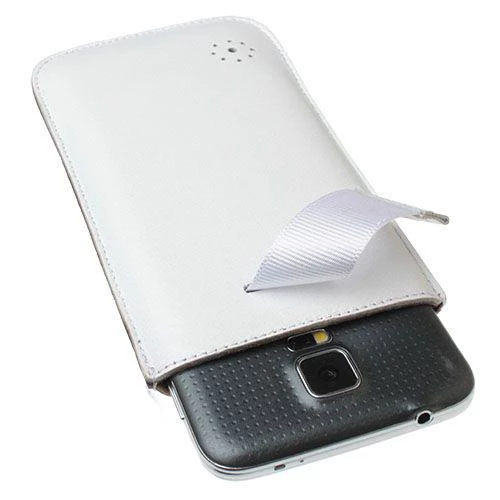Galaxy S5 G900 ile Uyumlu Çekmeli Deri Kılıf Beyaz ürün görseli 1