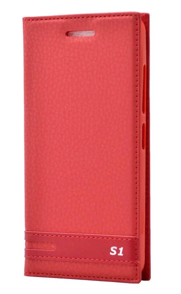 Zore Vibe S1 Lite ile Uyumlu Elite Serisi Kapaklı Kılıf Kırmızı ürün görseli 1