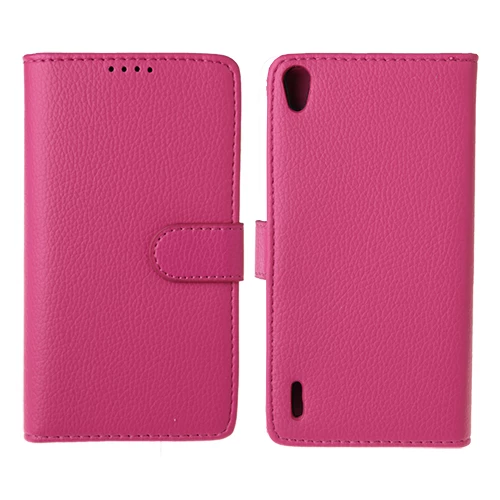 Ascend P7 ile Uyumlu Yan Model Deri Kılıf Pembe Renk ürün görseli 1