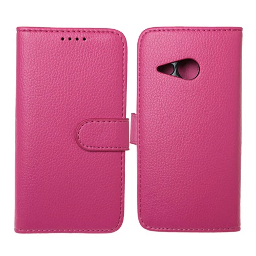 One M8 Mini ile Uyumlu Deri Kılıf Yan Model Kartlıklı Cüzdanlı Pembe ürün görseli 1