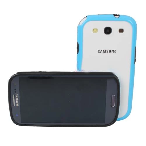 Galaxy S3 i9300 ile Uyumlu Bumper Kılıf Mavi+Siyah Renk ürün görseli 1