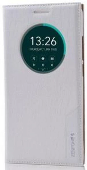 Zenfone 6 ile Uyumlu Rock Serisi Kapaklı Kılıf Beyaz ürün görseli 1