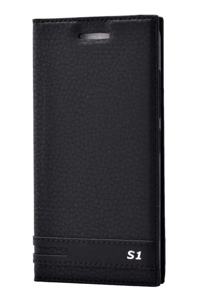 Zore Vibe S1 Lite ile Uyumlu Elite Serisi Kapaklı Kılıf Siyah ürün görseli 1