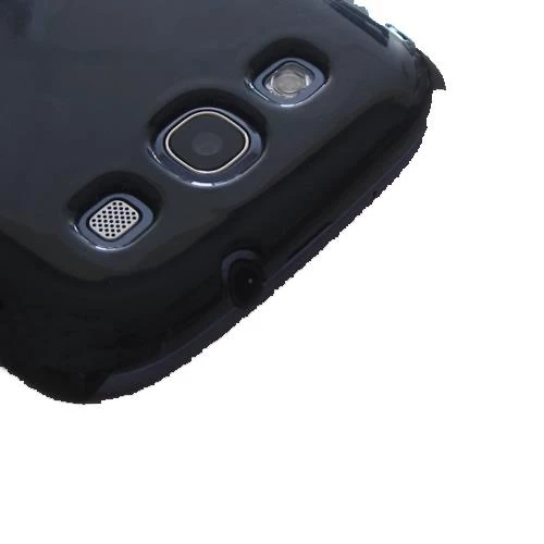Galaxy S3 i9300 ile Uyumlu Sert Kauçuk Kılıf (Parlak) Siyah Renk ürün görseli 1