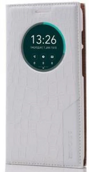 Zenfone 5 ile Uyumlu Rock Serisi Kapaklı Kılıf Beyaz ürün görseli 1