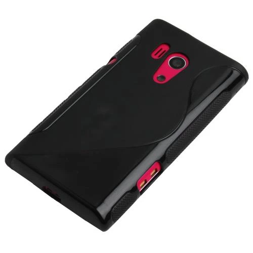 Xperia Acro ile Uyumlu S Desenli Şeffaf Silikon Kılıf Siyah Renk ürün görseli 1