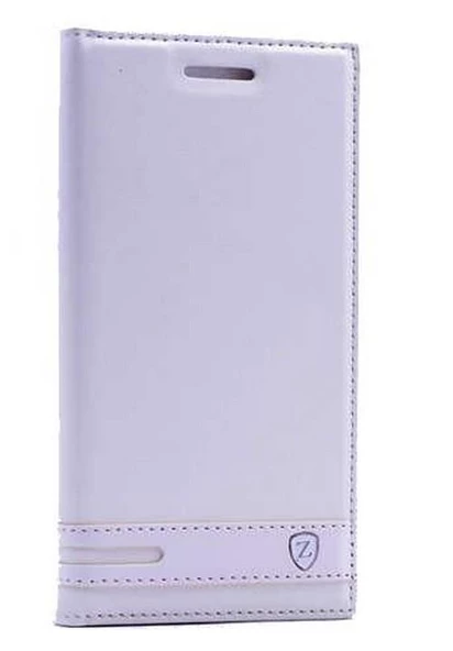 Zore Vibe S1 ile Uyumlu Elite Serisi Kapaklı Kılıf Beyaz ürün görseli 1