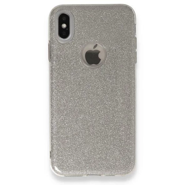 iPhone X ile Uyumlu Shining Simli Silikon Kılıf Gümüş ürün görseli 1