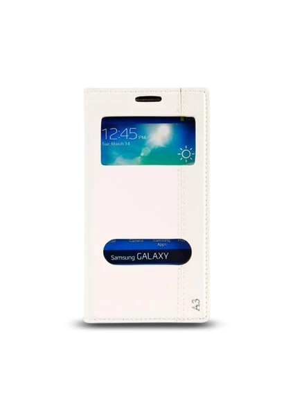 Galaxy A3 (A300) ile Uyumlu Pencereli Magnum Kılıf Beyaz ürün görseli 1