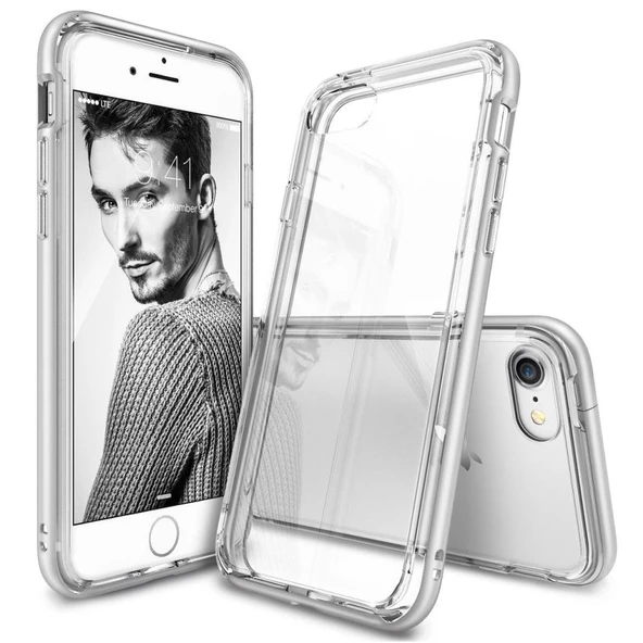 Ringke Frame iPhone 7 ile Uyumlu Çerçeveli Bumper Kılıf Ice Silver ürün görseli 1