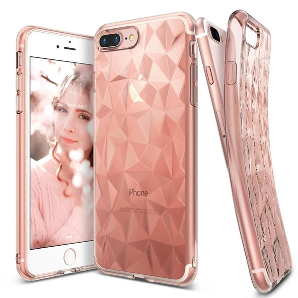 Ringke Air Prism 3D Elmas Yansıması iPhone 7/8 Plus ile Uyumlu KIlıf Rose Gold Ultra Hafif Esnek İnce Renkli Transparan ürün görseli 1