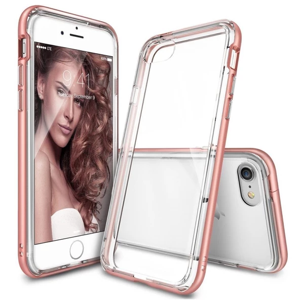 Ringke Frame iPhone 7 ile Uyumlu Çerçeveli Bumper Kılıf Rose Gold ürün görseli 1