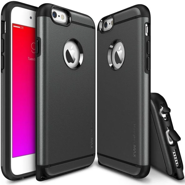 Ringke Max iPhone 6s Plus/ 6 Plus ile Uyumlu KIlıf Gun Metal Tam Koruma Isı Dağılımlı Şok Emici Teknoloji ürün görseli 1